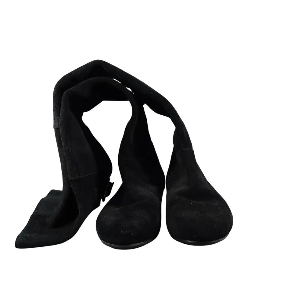 Calvin Klein Shoes Women 7 Boots Tall Leather Fashion Knee High Buckle Zip Black